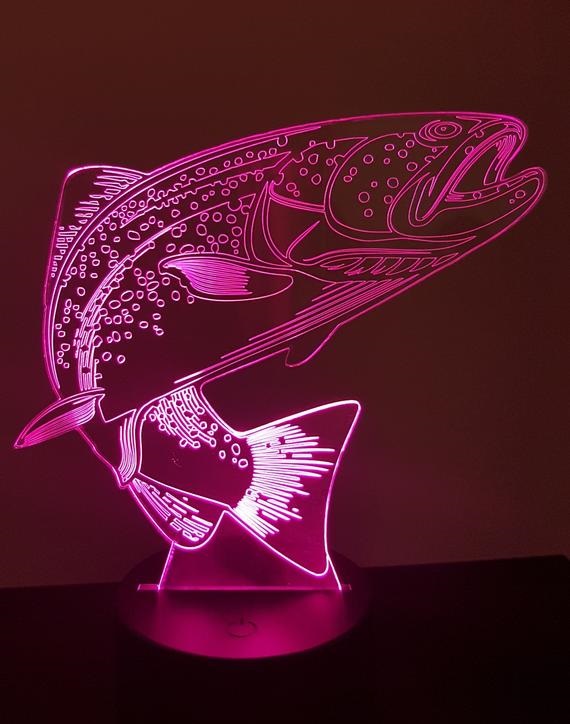 Lampe 3D LED Illusion Truite KissKissMetal